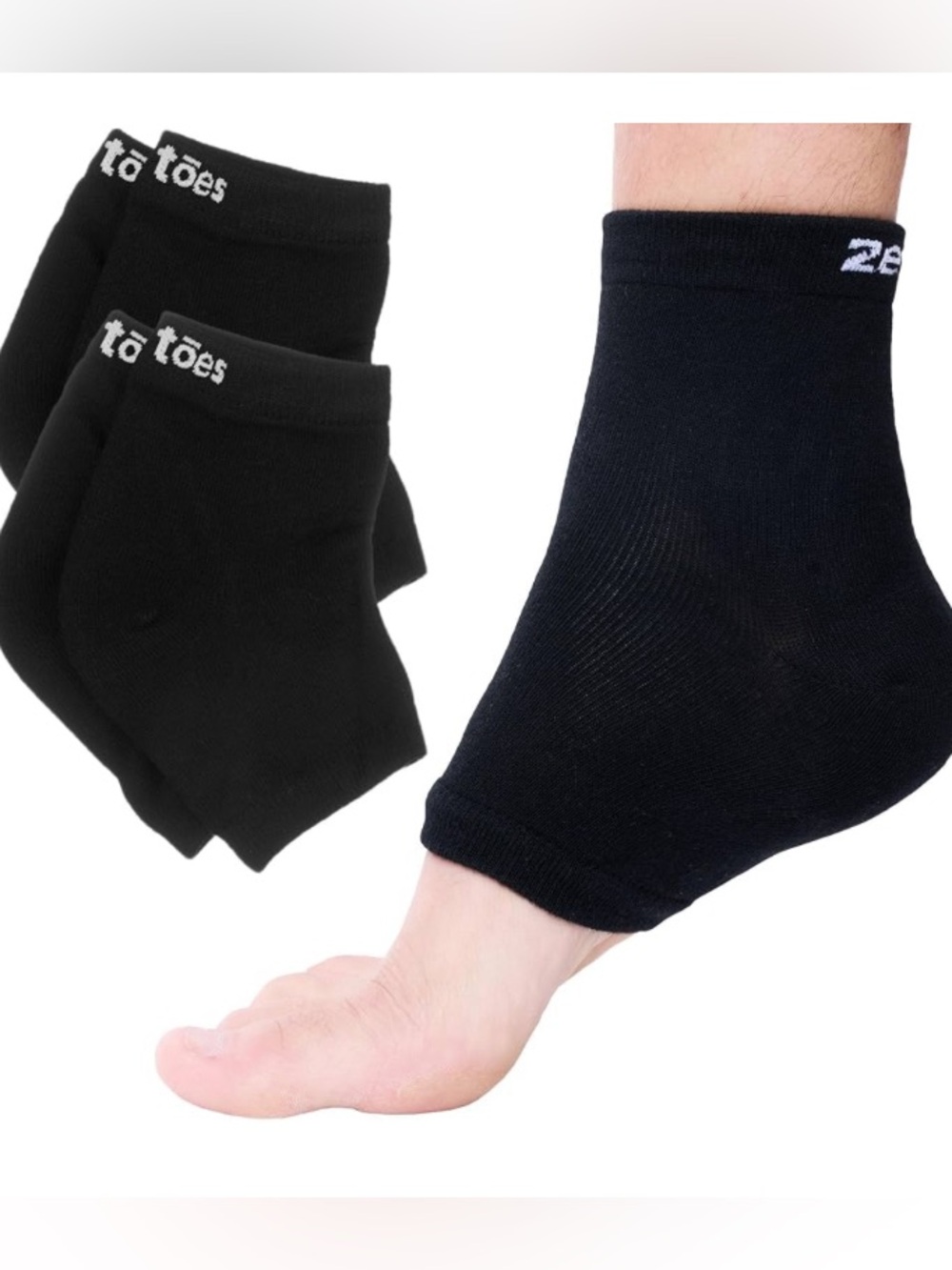 Zen toes black cotton healing heel socks cracked dry gel infused mens large